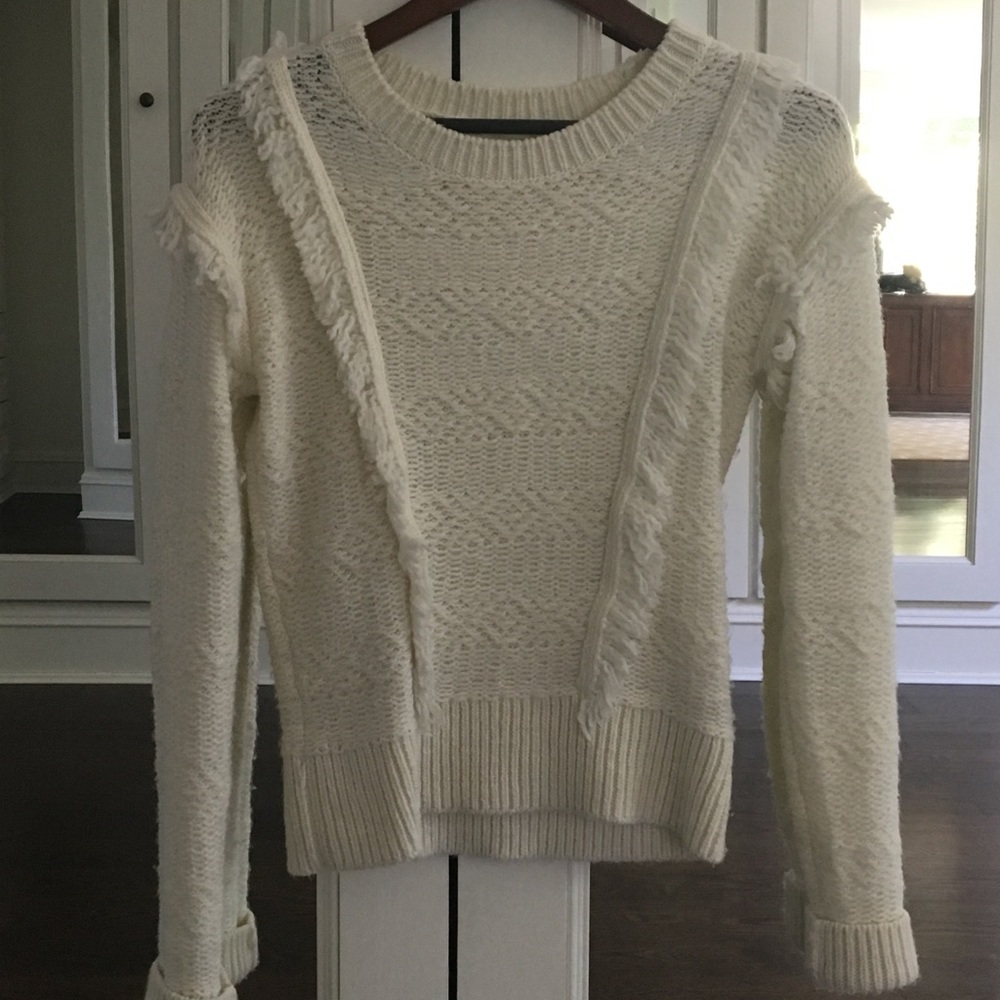 GAP Wool Blend Ivory Ruffle Sweater